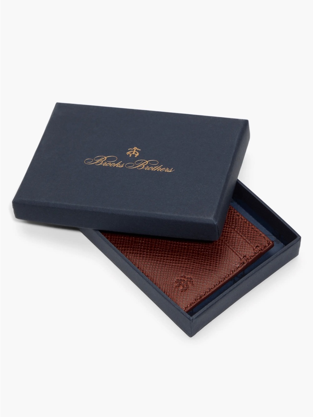 NEW Men’s Brooks Brothers Brown Textured Leather Card Case